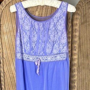 vintage chiffon nightgown purple union tag small peignoir Lace